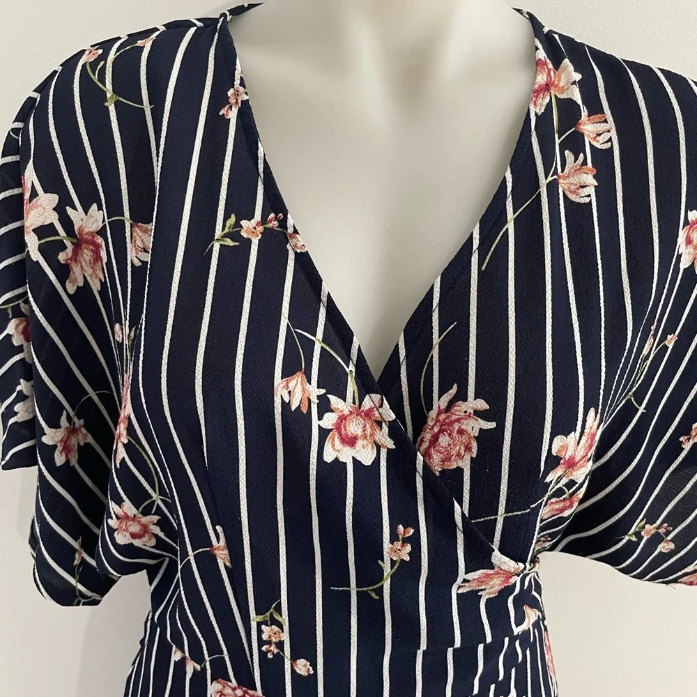 Ally Wrap Floral Maxi Stripe Dress - Picture 3 of 9
